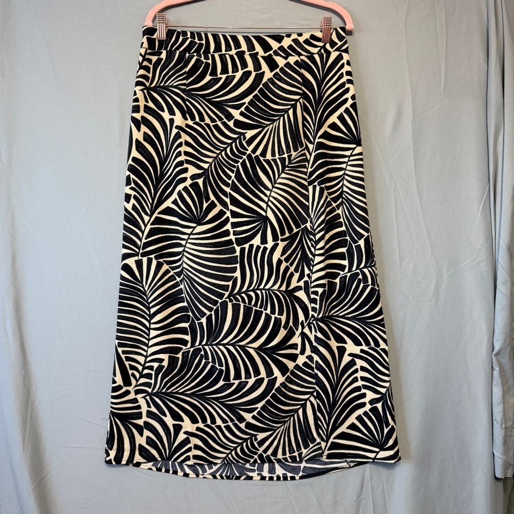 Only Womens Palm Tree Midi Skirt Size XL Office Career Vacation Resortwear